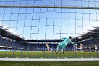 Portland Timbers goalkeeper Aljaž Ivačič (31) can not make the stop on a goal by San Jose Earthquakes midfielder Jackson Yueill during the first half of an MLS soccer match in San Jose, Calif., Wednesday, May 18, 2022. (AP Photo/Tony Avelar)