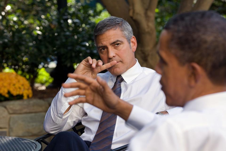 George Clooney meeting with former President Barack Obama