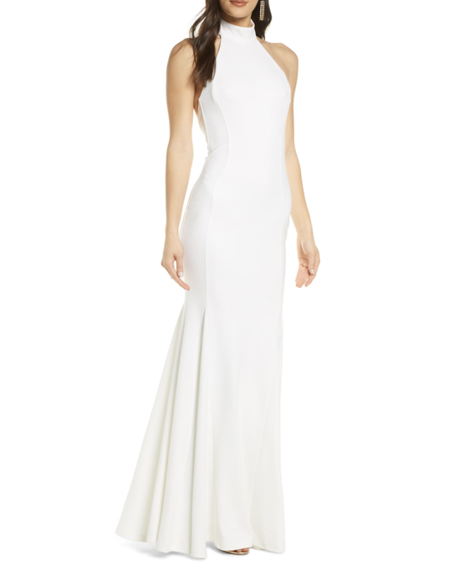 Slice of Joy White Halter Maxi Dress