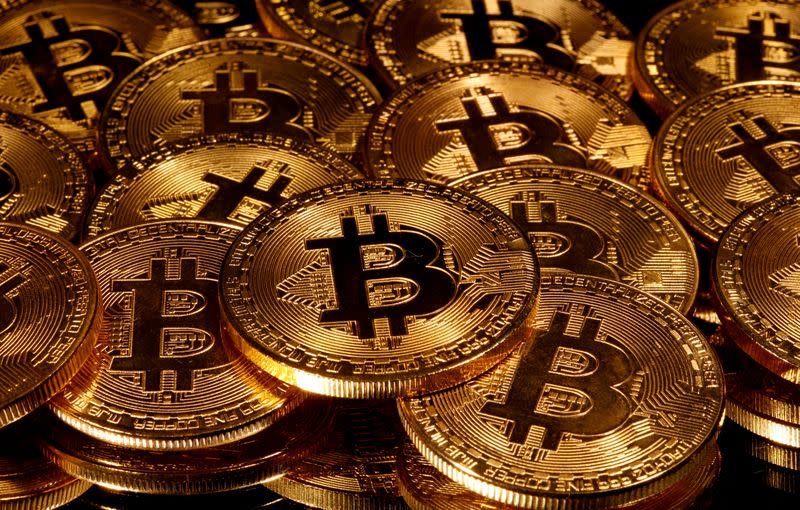 FILE PHOTO: Representations of virtual currency bitcoin are seen in this picture illustration