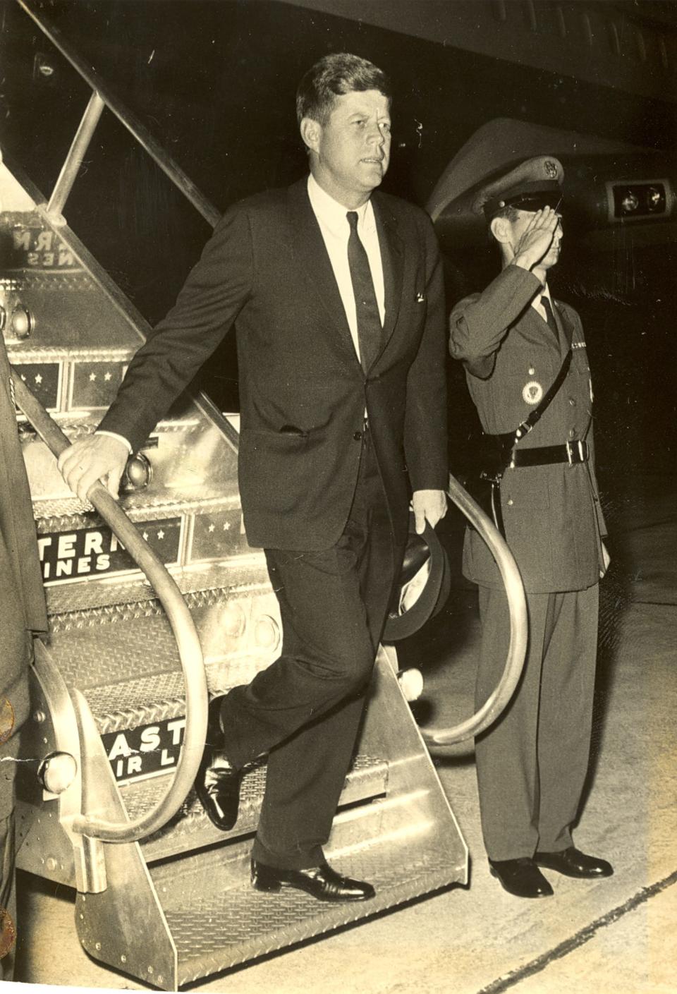 JFK descending from Air Force One as he arrives for a Palm Beach visit.