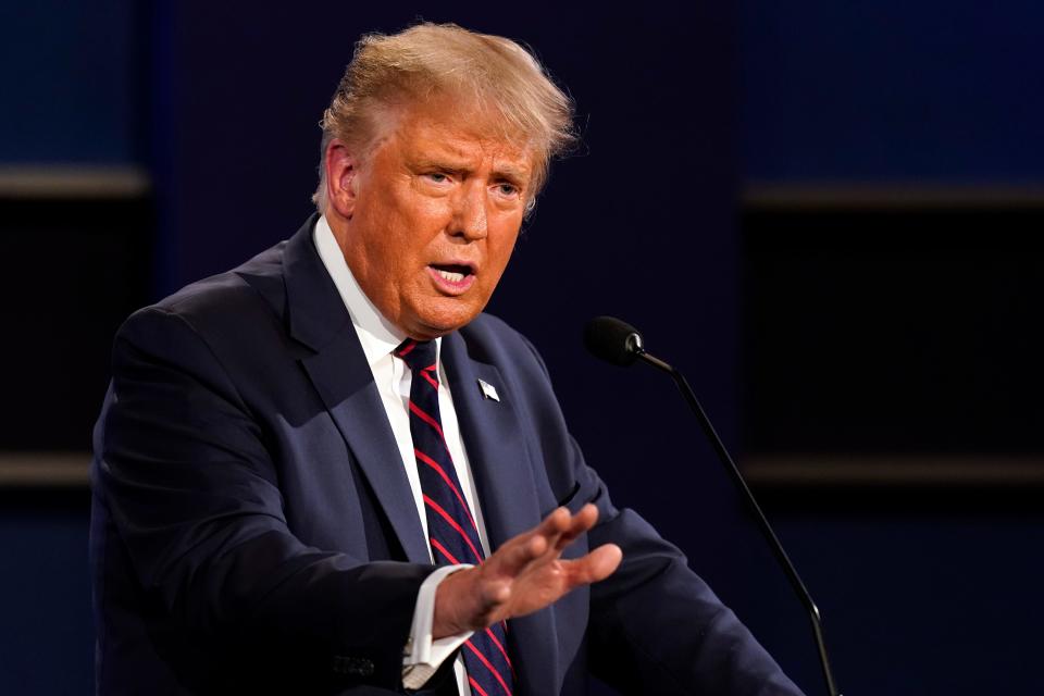 President Donald Trump at the first presidential debate on Sept. 29, 2020, in Cleveland.