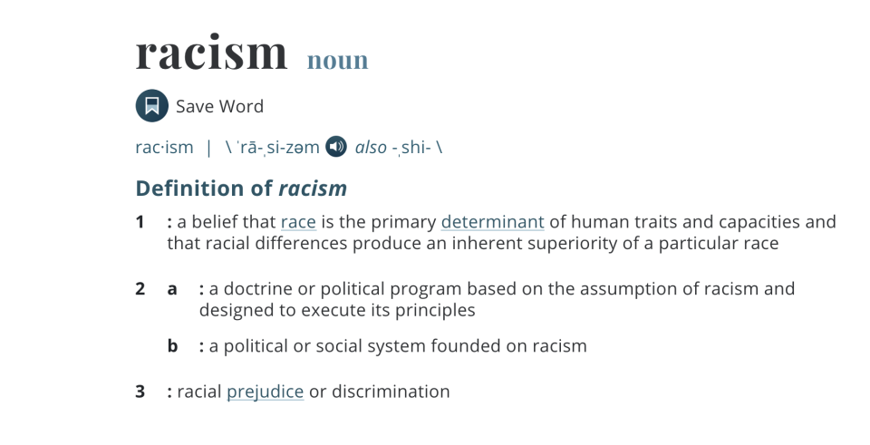 Merriam-Webster's definition of racism will be revised and updated in the coming months. Source: Merriam-Webster