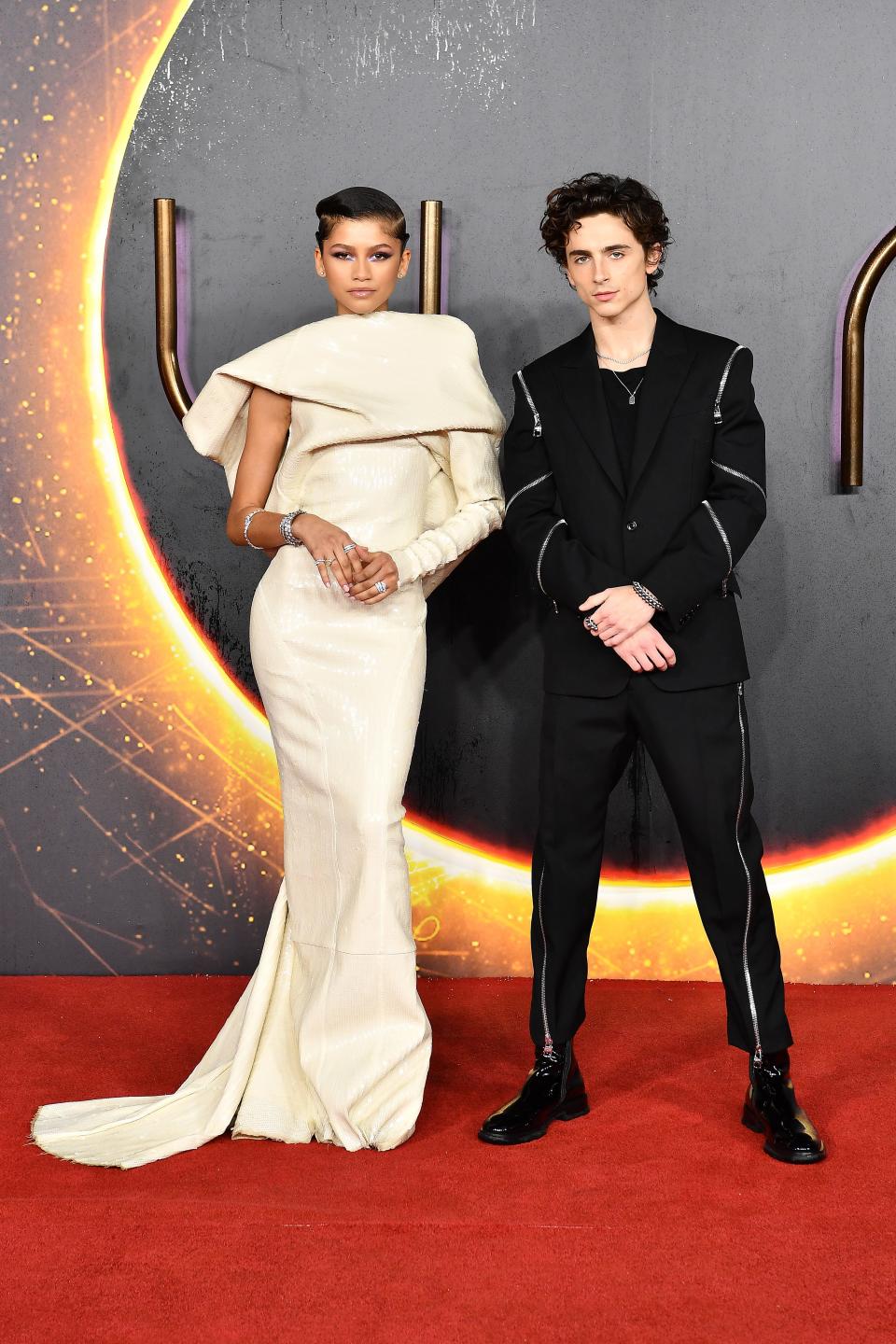 Zendaya and Timothée Chalamet at the London premiere of "Dune."