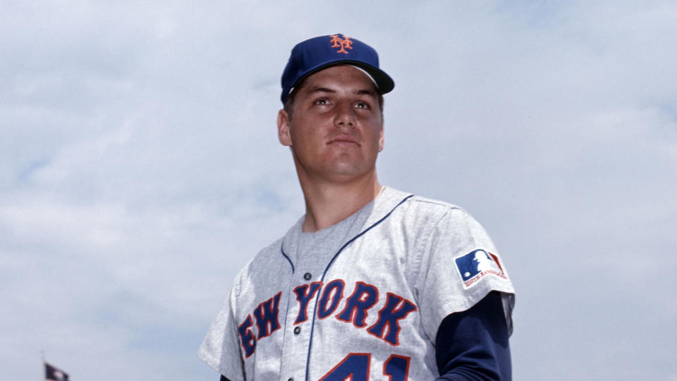 New York Mets pitcher Tom Seaver(41) poses for a portrait at Crosley Field