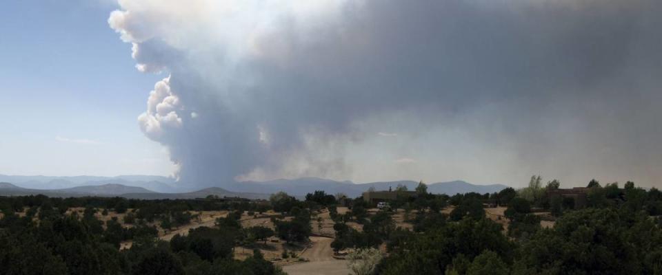 Las Conchas fire near Los Alamos, NM, soon after it began on Sunday afternoon, June 26, 2011, as seen from Santa Fe County