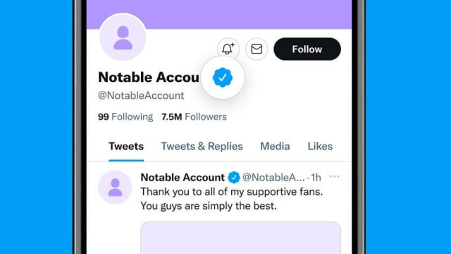 Twitter showing label next to 'legacy verified accounts' that 'may or may  not be notable