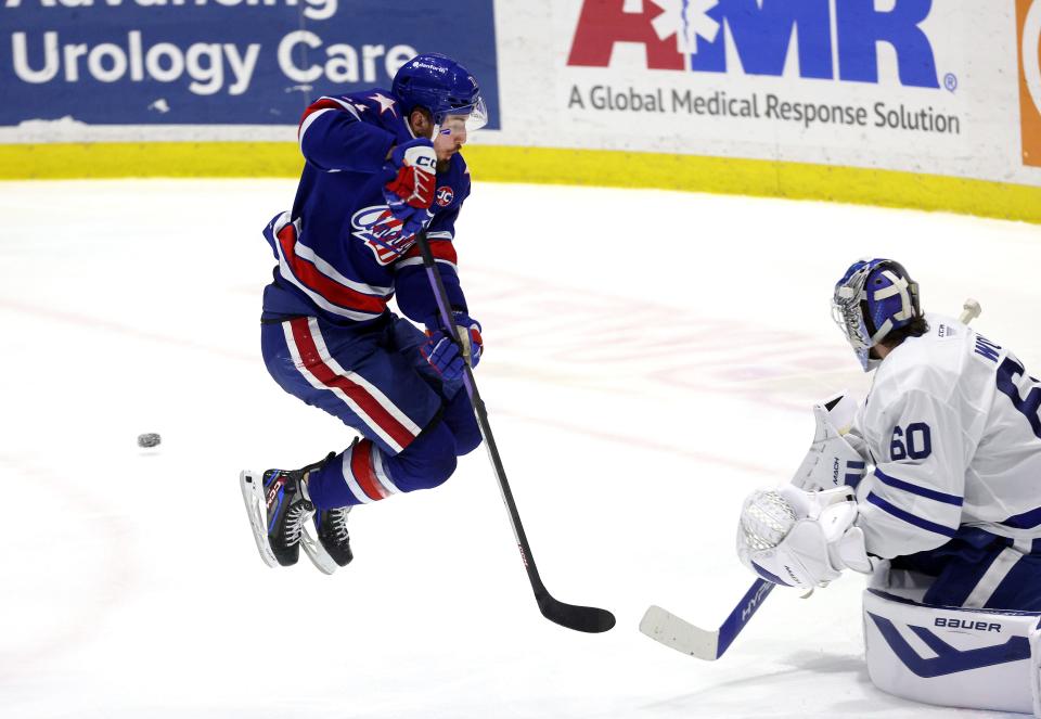 Lukas Rousek currently has the longest point-scoring streak in the AHL at 11 games.