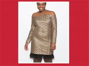 <p>Studio Off-the-Shoulder Feather Trim Dress, $170, <a rel="nofollow noopener" href="http://www.eloquii.com/studio-off-the-shoulder-sequin-feather-trim-dress/1243772.html?dwvar_1243772_colorCode=39&cgid=dresses&start=308" target="_blank" data-ylk="slk:Eloquii;elm:context_link;itc:0;sec:content-canvas" class="link ">Eloquii</a> (Photo: Eloquii) </p>