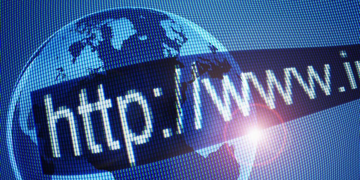 computer generated picture of globe and web address on foreground