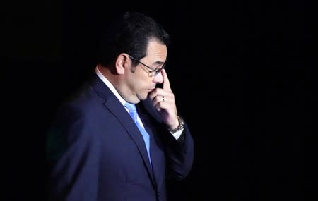 Guatemala's President Jimmy Morales arrives to speak during the 2019 United Nations Climate Action Summit at U.N. headquarters in New York City, New York, U.S.