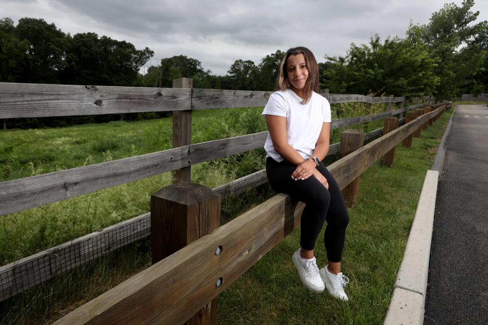 Brianna Perez, a 2022 graduate of Fairfield University, photographed June 16, 2022 at her home in North Salem, N.Y. Perez, 22, has accepted a job at a health care company called HealthPlanOne that will allow her to rotate among different departments over 15 months – sales, marketing, HR, Finance ,etc. – and then choose which one she wants to work in. The company rolled out this rotation to attract college grads in this tight labor market.