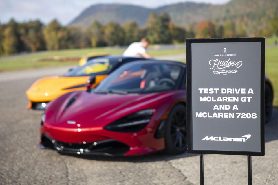 <p>The next morning, we hopped in our cars and drove to Lime Rock Park, one of America's most legendary race tracks, where McLaren had two of their latest supercars ready for us to sample. </p>