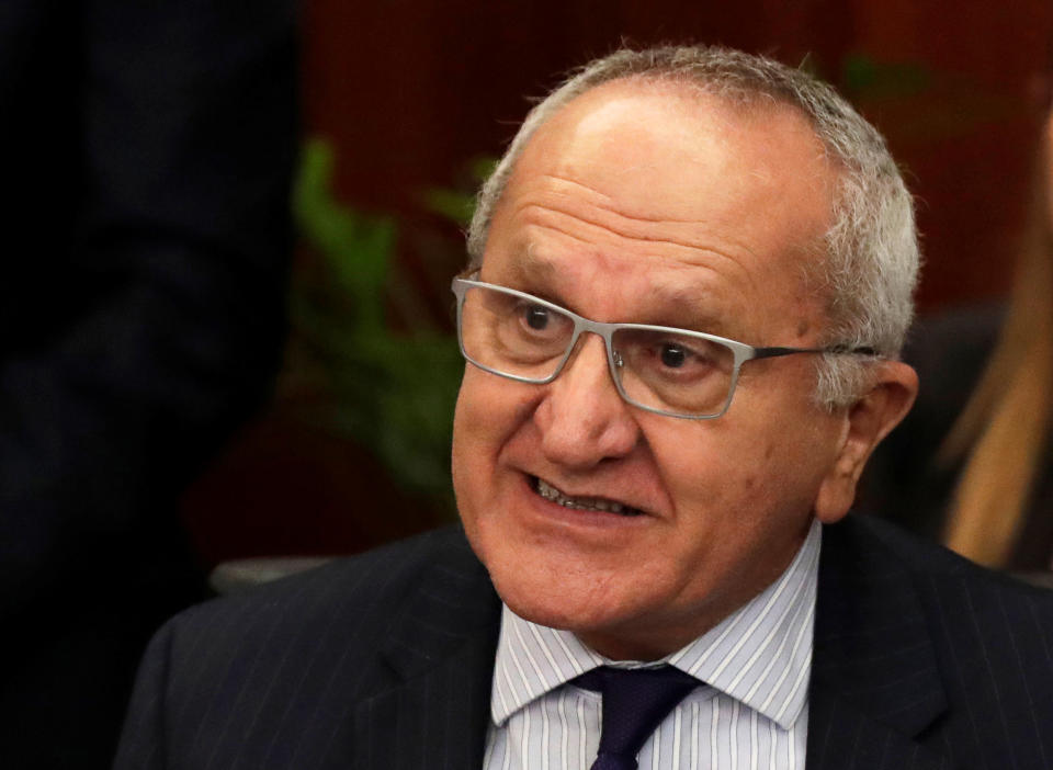 Mexico's Deputy Foreign Minister for North America, Jesus Seade reacts during the delivery of the United States-Mexico-Canada Agreement (USMCA) deal at the Senate building in Mexico City, Mexico May 30, 2019. Picture taken May 30, 2019. REUTERS/Henry Romero