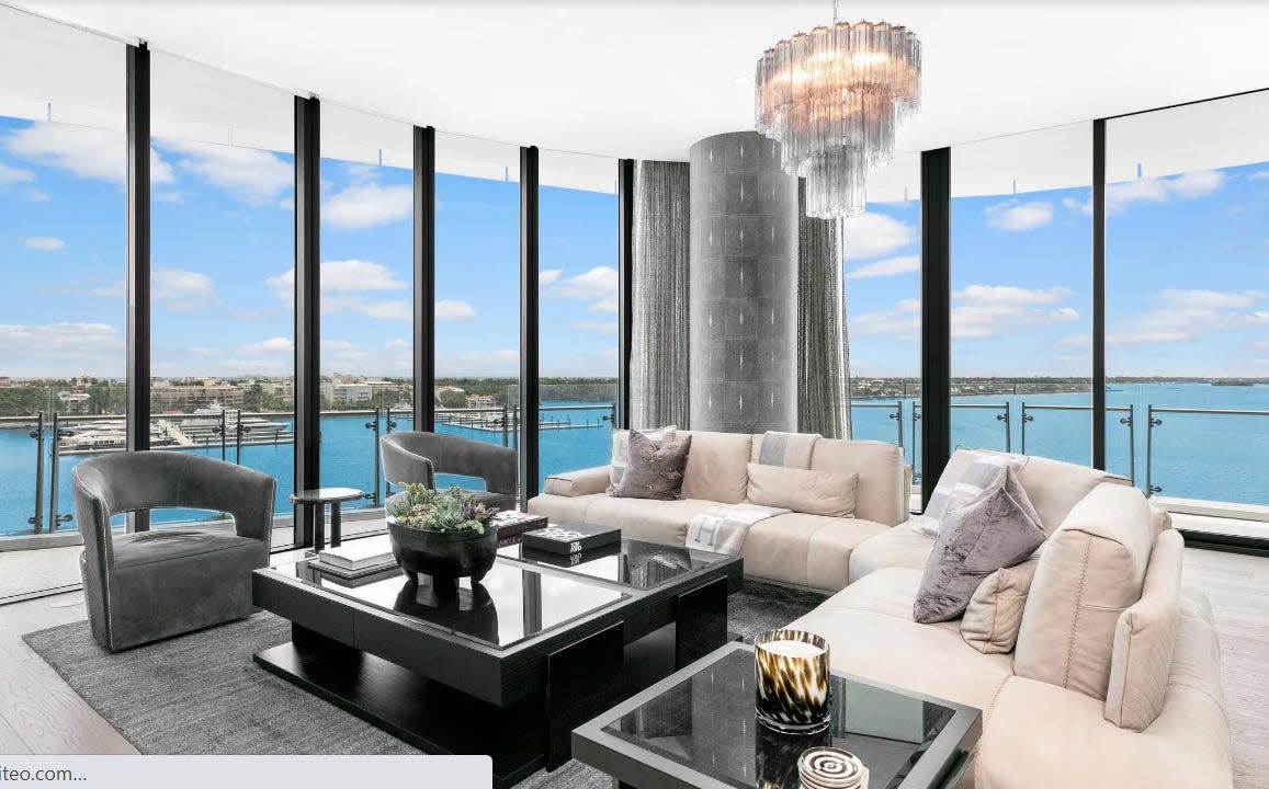 Windows on the southeast corner of condominium No. 804 at The Bristol in West Palm Beach look out to the Intracoastal Waterway, Palm Beach and, in the distance, the Atlantic Ocean. The condo just sold for a recorded $16 million after selling in 2020 for $8 million.