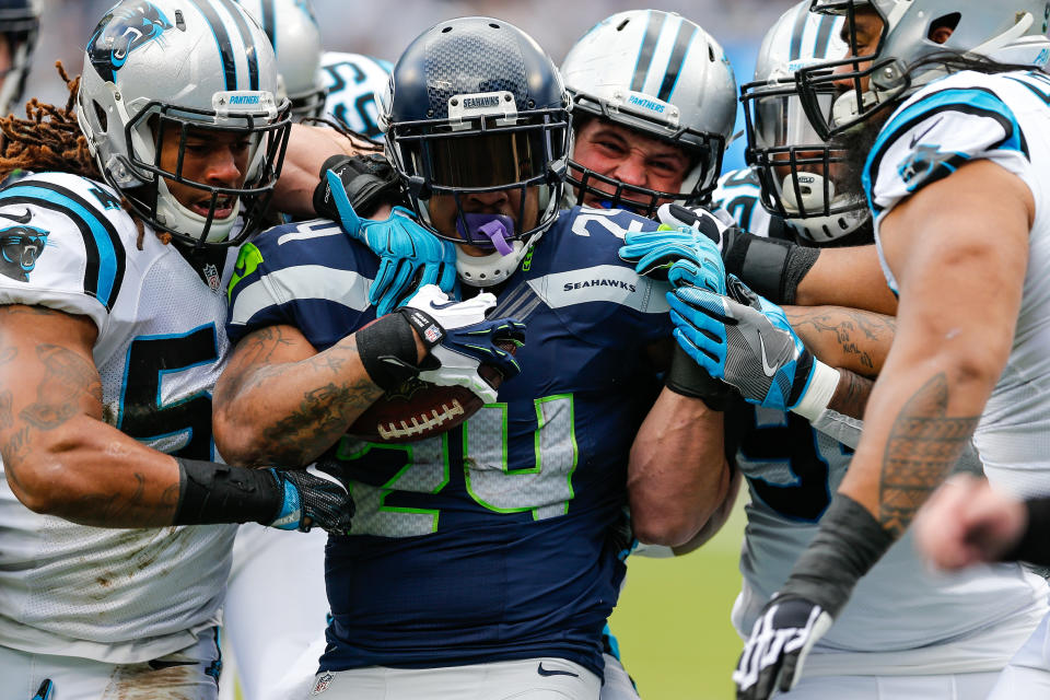 Beast Mode is back in Seattle. (AP file photo)