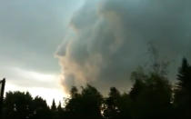 A mysterious cloud formation resembling a human head was caught on tape during a storm in Canada. The footage has left viewers divided on whether it has any meaning or not.