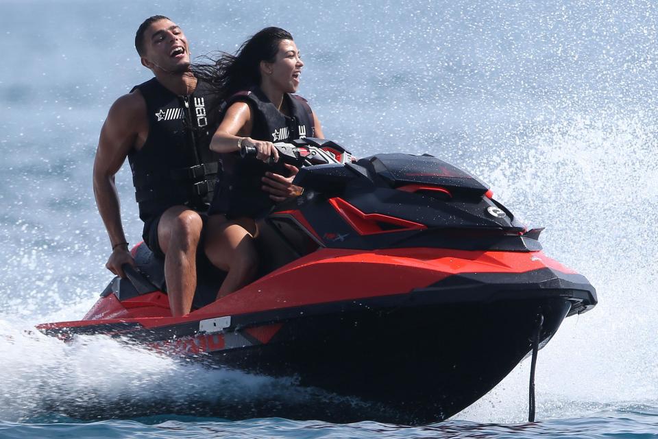 The oldest Kardashian sister is certainly feeling the need for speed with her man.