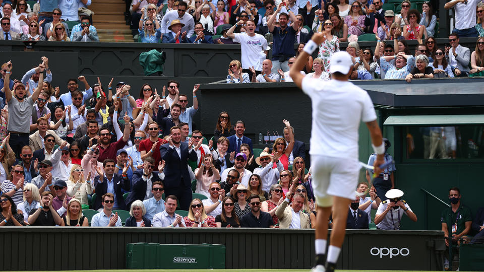 The Wimbledon, pictured here right behind Matteo Berrettini in the final.