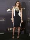 <p>Kristen Stewart wears a navy and white Julien Macdonald dress, from his Spring Summer 13 collection, and a Cartier bracelet to a photocall for Twilight Breaking Dawn Part 2 in Madrid. </p>