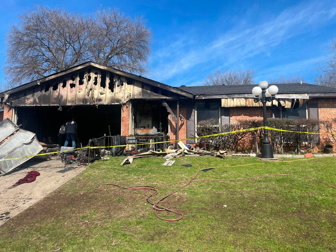 Nena Pounds’ house on Pecos Street in Fort Worth was damaged in a fire Tuesday, Feb. 6, 2024.