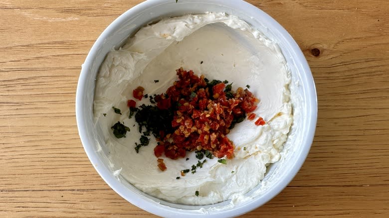 chili and cilantro in cream cheese