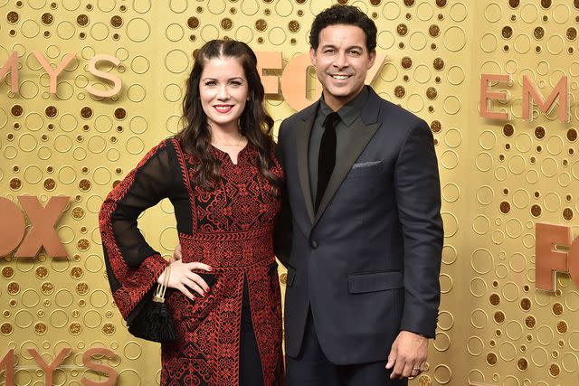 <p>David Crotty/Patrick McMullan via Getty </p> Jon Huertas and wife Nicole Huertas