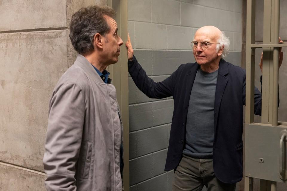 "Seinfeld" co-creators Larry David and Jerry Seinfeld in the series finale of "Curb Your Enthusiasm."