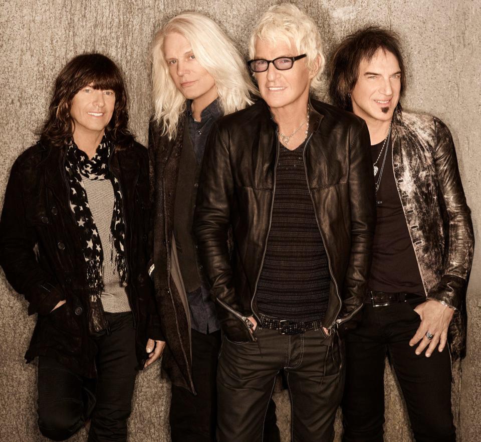 REO Speedwagon (from left): Bryan Hitt, Bruce Hall, Kevin Cronin and Dave Amato, will bring their trove of hits to the road this summer on tour with Train and Yacht Rock Revue.