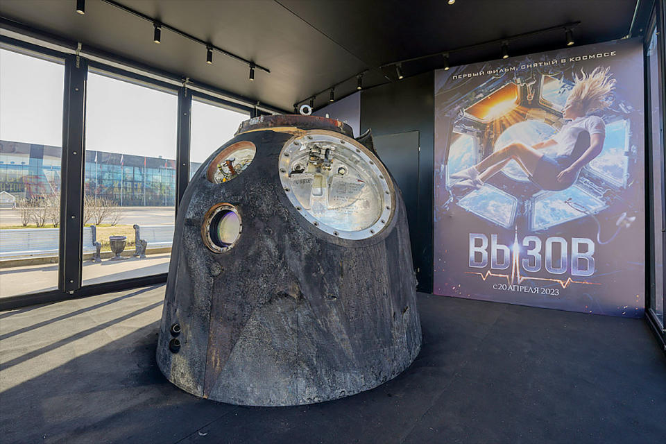 The Soyuz MS-18 descent capsule that landed in October 2021 from the International Space Station with Roscosmos cosmonaut Oleg Novitsky, Russian actress Yulia Peresild and director Klim Shipenko was exhibited in Moscow to help promote the release of the movie 