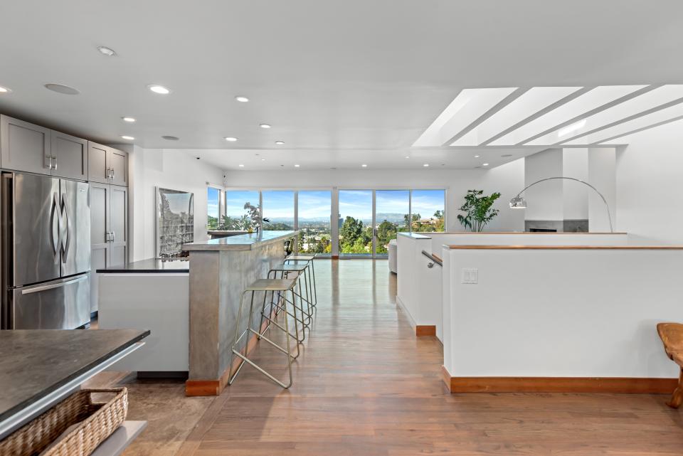 Skylights brighten up the open plan living space.