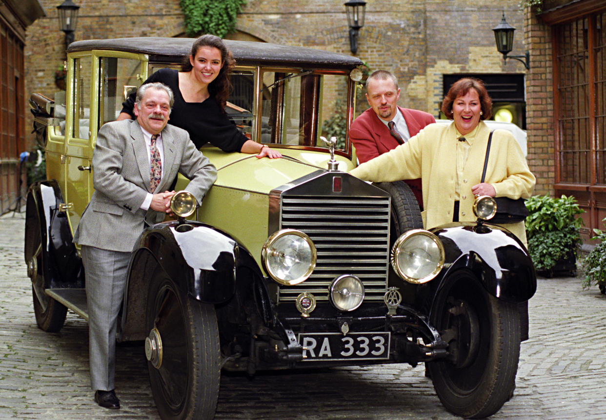 Stars from Yorkshire televisions "The Darling Buds of May" during a photocall. The hit show returs for a third series. (L-R) David Jason (Pop Larkin), Abigail Rokison (Primrose), Phillip Franks (Charley) and Pam Ferris (Ma Larkin).