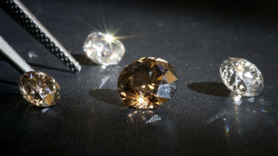 Lab-grown diamonds at the headquarters of the Paris-based Diam-Concept company who produce them. Man-made stones are virtually indistinguishable from those mined from the earth. - Lionel Bonaventure/AFP/Getty Images/File