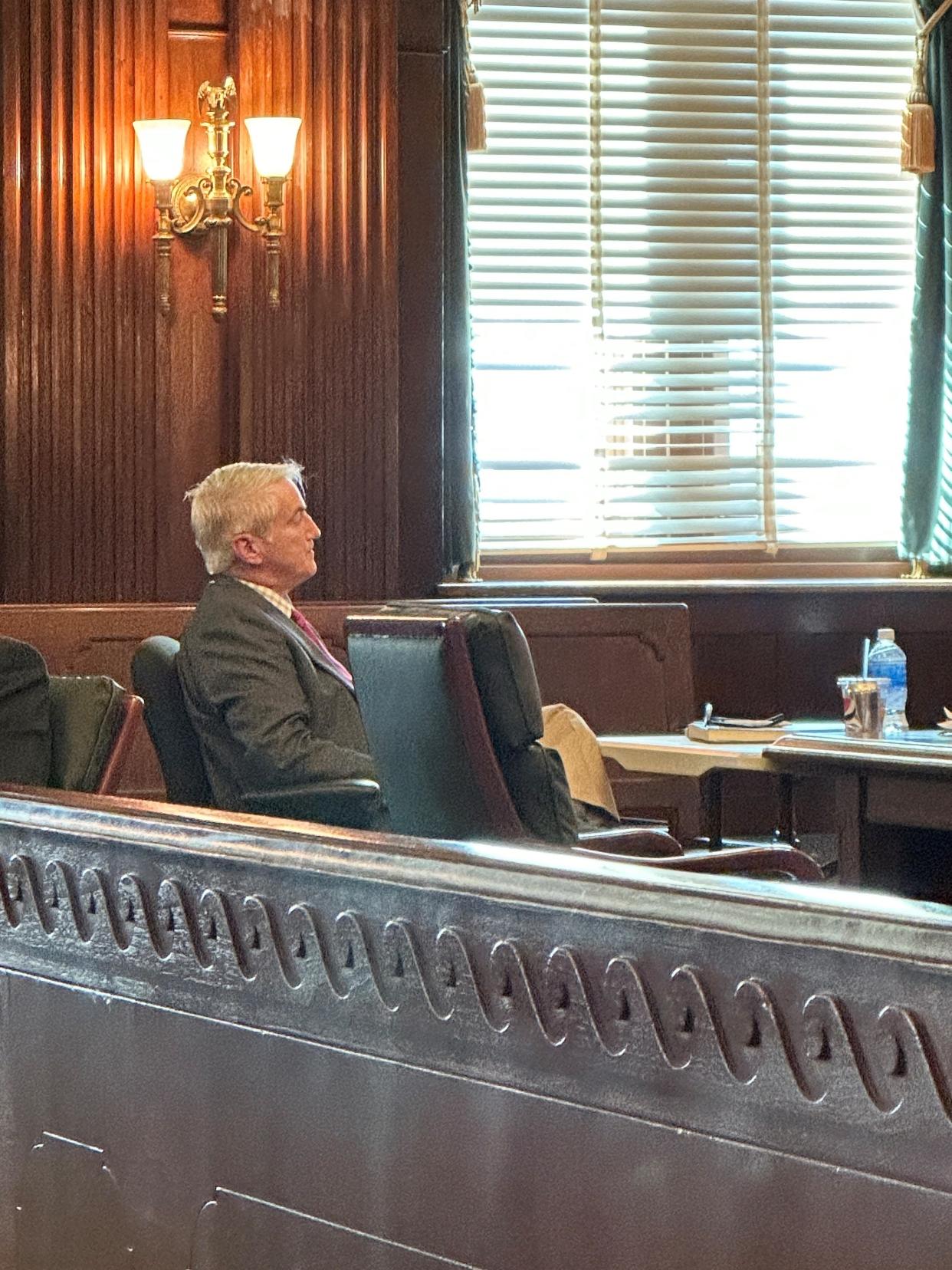 William Todd Murrel, 58, sits in Buncombe County Superior Court room 510, awaiting the jury's decision.