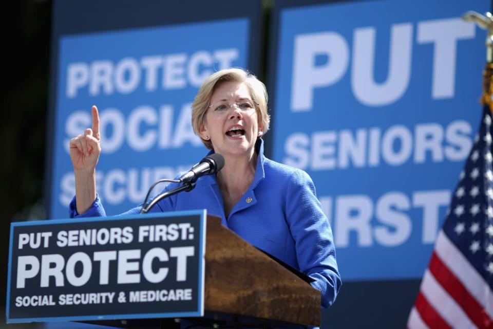 <div class="inline-image__caption"><p>Sen. Elizabeth Warren addresses a rally in support of Social Security and Medicare on Capitol Hill Sept. 18, 2014 in Washington, DC.</p></div> <div class="inline-image__credit">Chip Somodevilla/Getty Images</div>