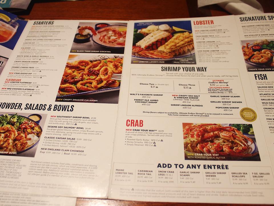 red lobster times square menu