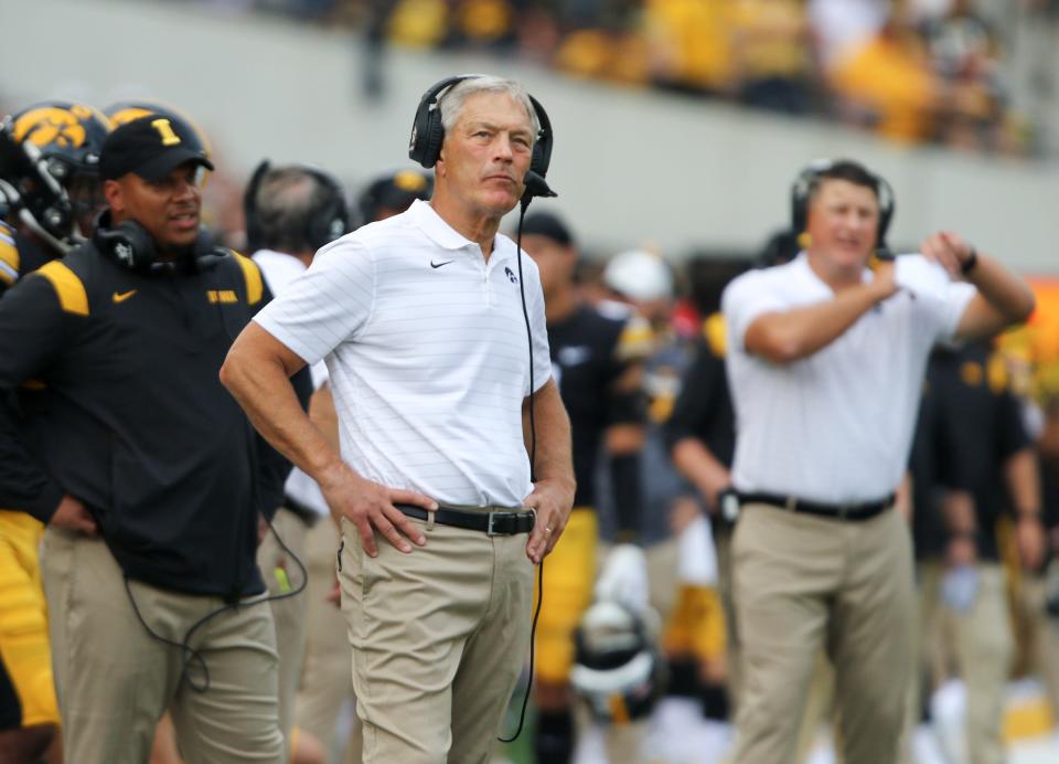 Iowa head coach Kirk Ferentz's program was put under scrutiny for having a racially discriminatory culture, according to a November 2020 lawsuit. His son, offensive coordinator Brian Ferentz, and former strength coach, Chris Doyle, became the key defendants in the suit.