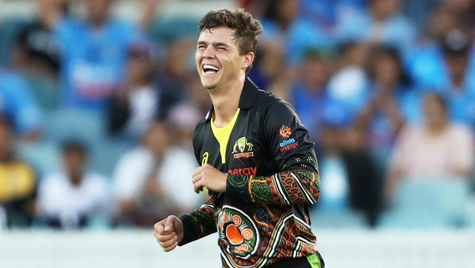 Mitch Swepson (pictured) celebrating after a wicket in the T20.