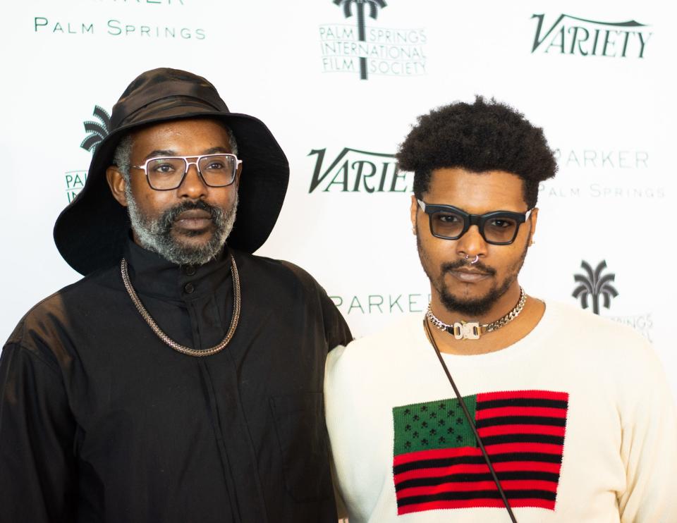 "The Inspection" director Elegance Bratton (left) and costume designer and producer Chester Algernal Gordon (right) on the red carpet during the Variety Creative Impact Awards and 10 Directors to Watch Brunch at the Parker Palm Springs in Palm Springs, Calif., on January 6, 2023