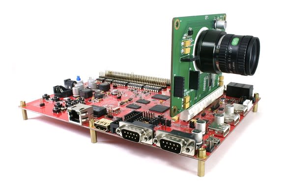 Camera mounted on circuit board.