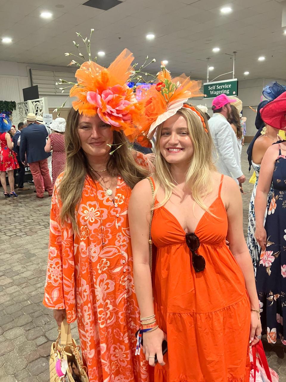 Carletta Watkins and her daughter Sophie attend the Kentucky Derby at Churchill Downs on Saturday, May 6, 2023.