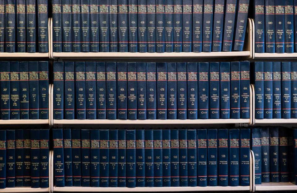 Rows of West’s Federal Practice Digest sit on shelves in the Jackson County Law Library’s downtown space. The location will close down as its lease expires at the end of May.