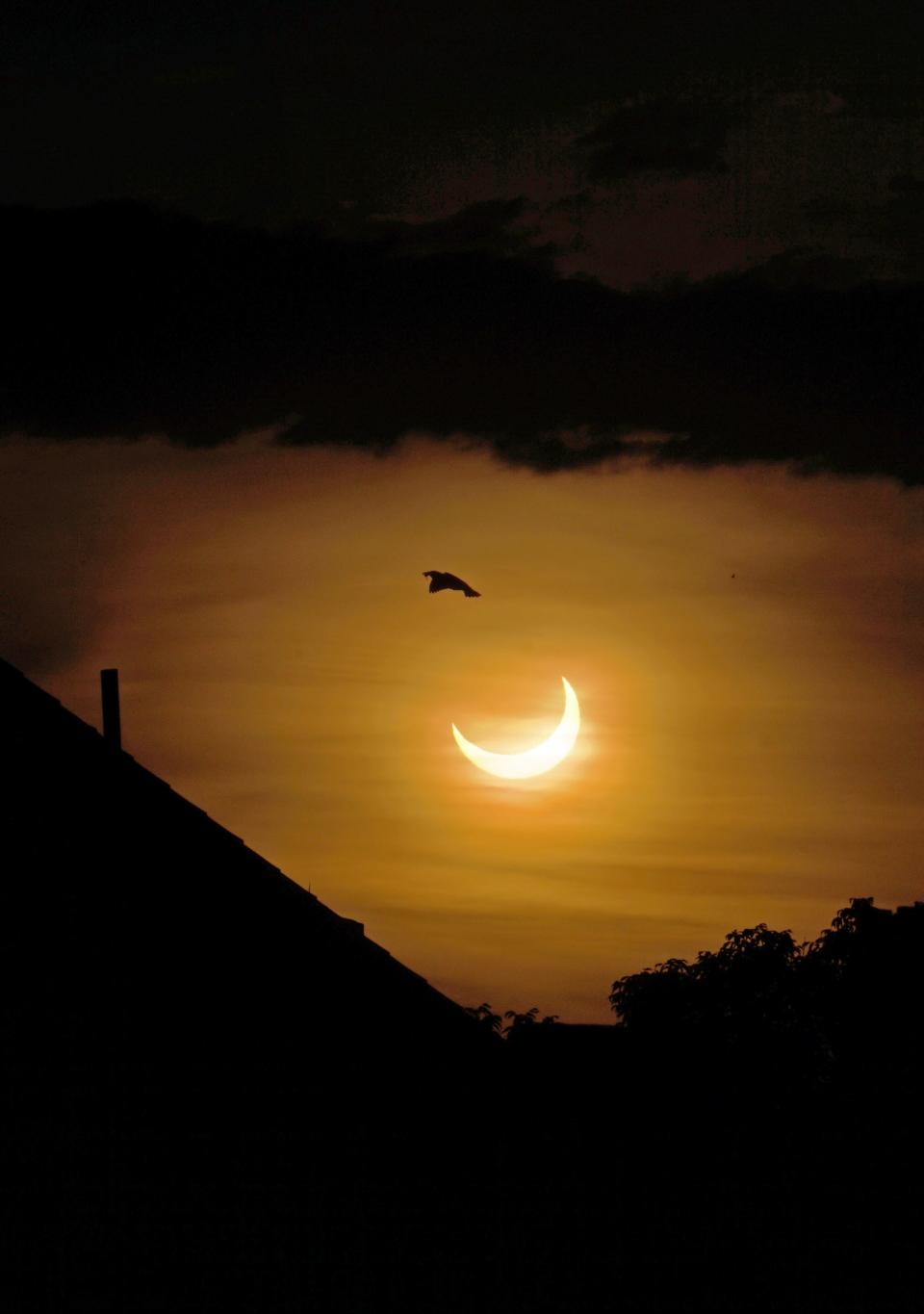 The partial eclipse left the sun looking like a crescent moon over Providence in 2021.