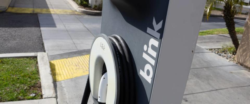 Blink charging stations at a parking lot