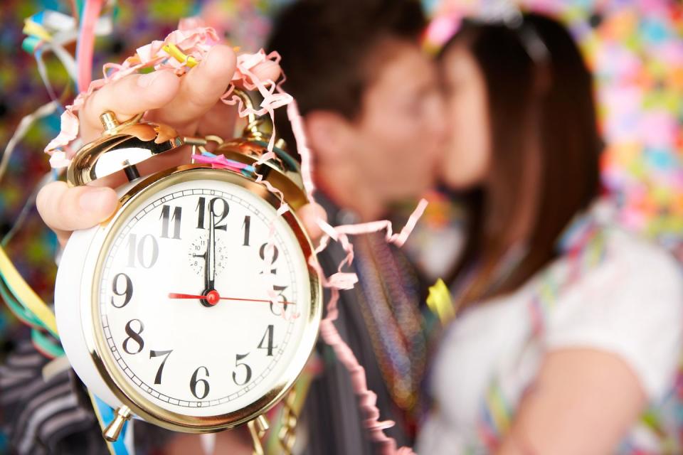 couple kissing on new years eve