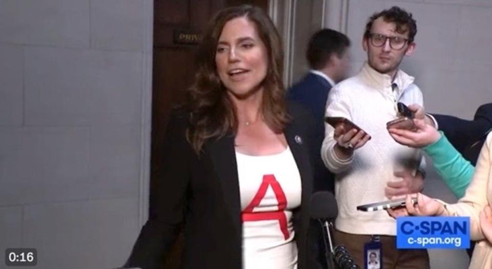 Nancy Mace sports ‘Scarlet Letter A’ to House speaker forum (Acyn/X)