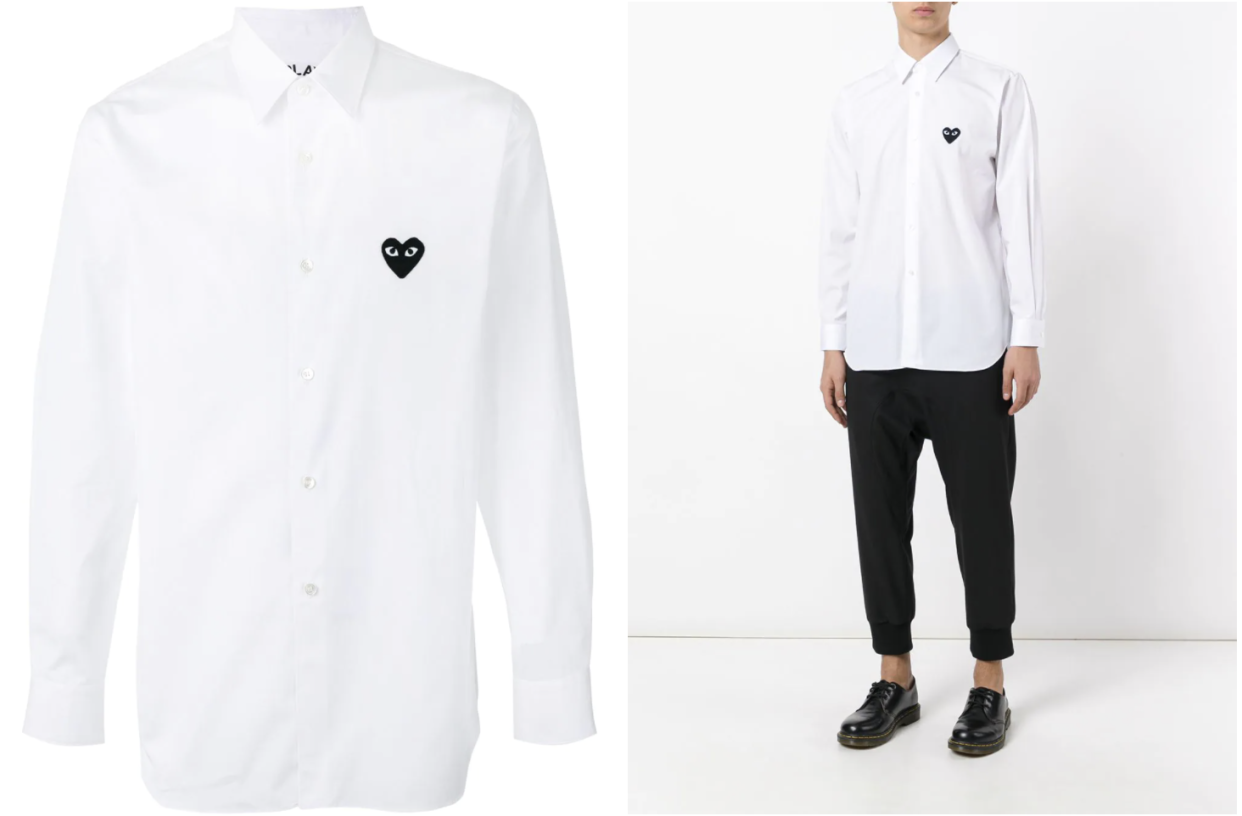 Comme Des Garçons Play heart patch shirt. PHOTO: Farfetch