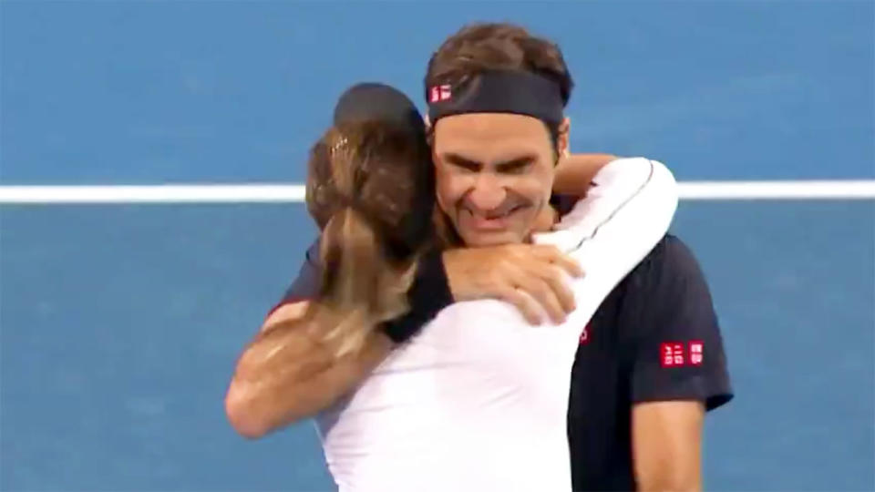 Federer made Hopman Cup history after an epic win for Switzerland. Pic: Ch9