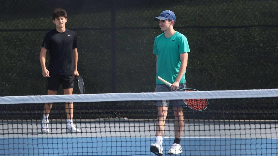 Lafayette’s Charlie Mooney and Zachary Thompson successfully defended their title as 11th Region boys’ doubles champions.