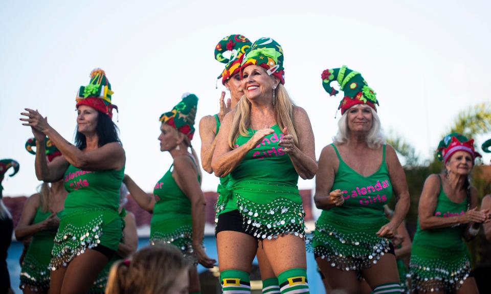 The Calendar Girls perform at the Cape Coral  Holiday Festival of Lights in downtown Cape Coral on Saturday, Dec. 4, 2021. The packed event featured a LCEC tree lighting, a sledding hill, dance recitals, food vendors and more. 